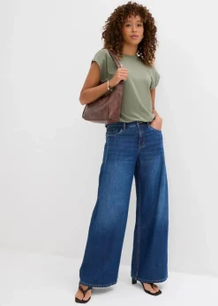 Outlet Wide-Leg-Jeans Mid Waist Damen Jeans|Kurzgrößen