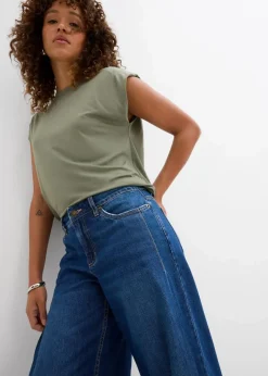 Outlet Wide-Leg-Jeans Mid Waist Damen Jeans|Kurzgrößen
