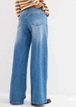Damen bonprix Jeans|Kurzgrößen|Wide-Leg-Jeans Mid Waist