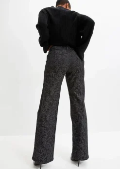 Online Wide-Leg-Jeans, Mid Waist mit Glanzmuster Damen Bekleidung·Shirts & Tops|Jeans
