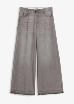 Damen bonprix Kurzgrößen|Bekleidung·Shirts & Tops|Wide-Leg-Jeans Mid Waist, Bequembund