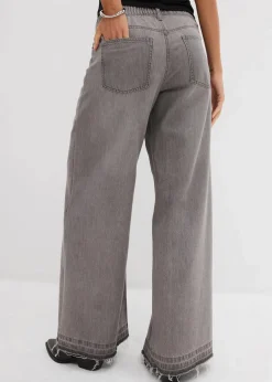 Damen bonprix Kurzgrößen|Bekleidung·Shirts & Tops|Wide-Leg-Jeans Mid Waist, Bequembund