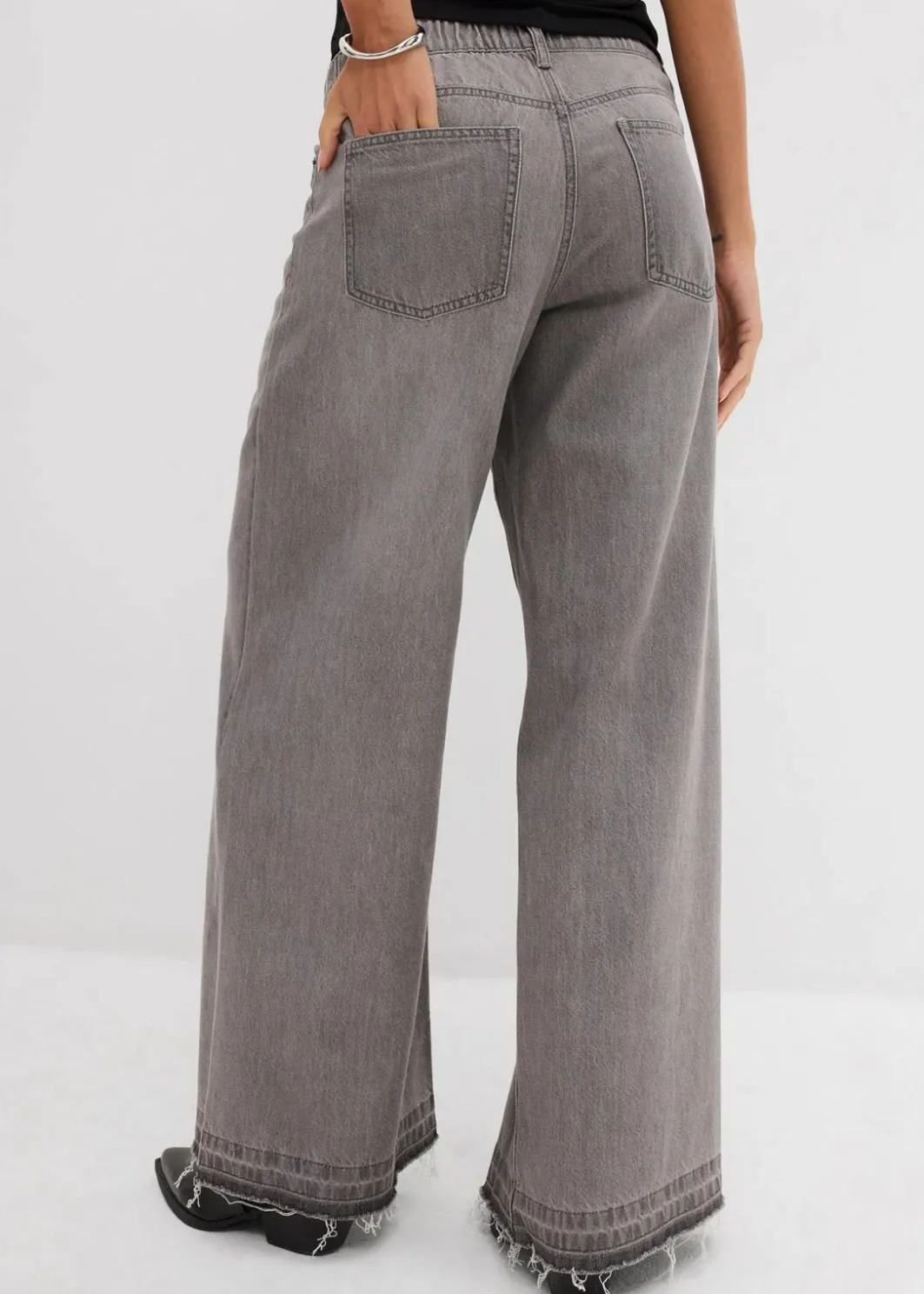 Damen bonprix Kurzgrößen|Bekleidung·Shirts & Tops|Wide-Leg-Jeans Mid Waist, Bequembund