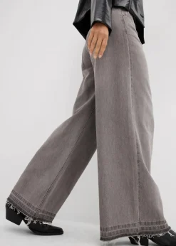 Damen bonprix Kurzgrößen|Bekleidung·Shirts & Tops|Wide-Leg-Jeans Mid Waist, Bequembund