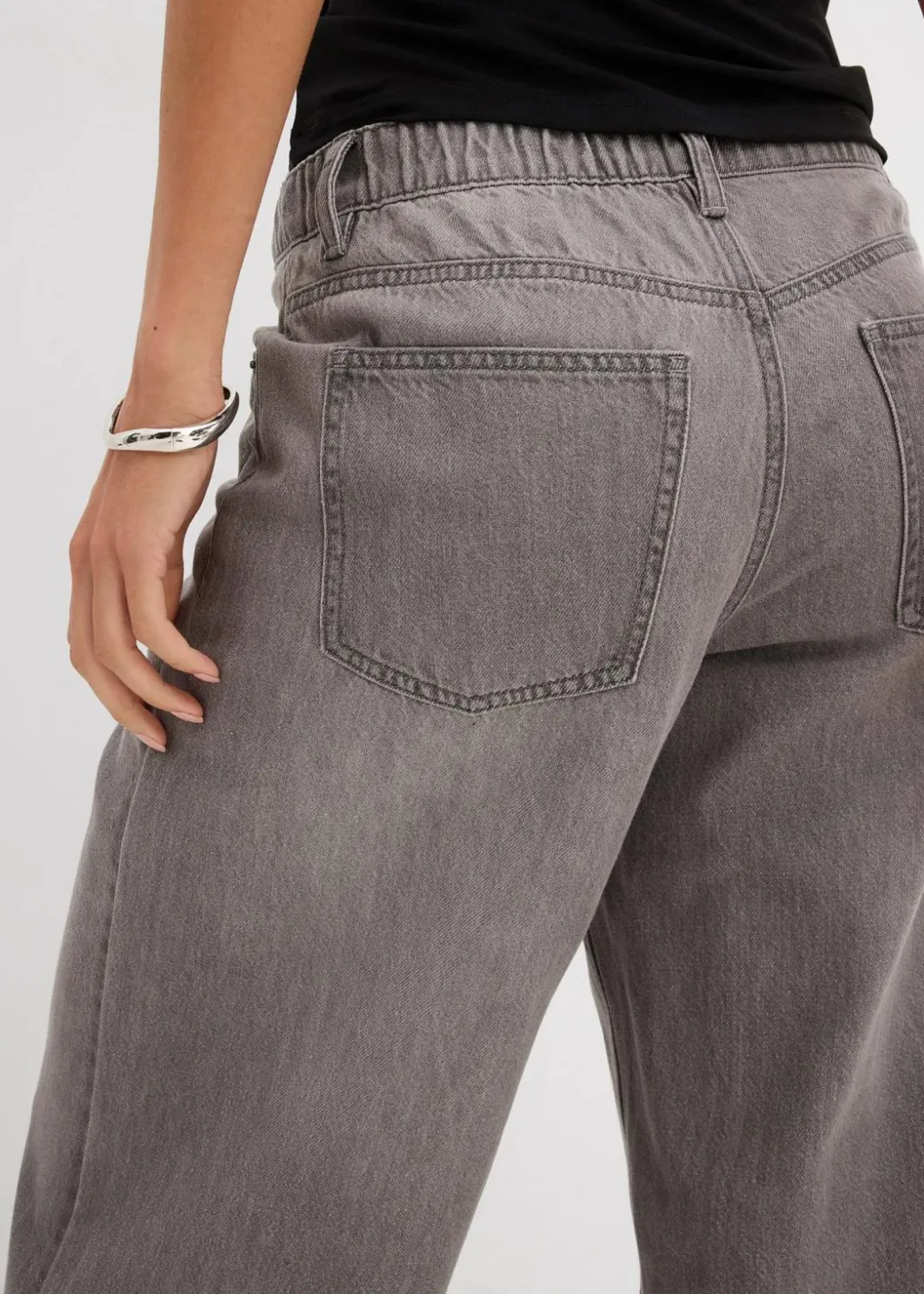 Damen bonprix Kurzgrößen|Bekleidung·Shirts & Tops|Wide-Leg-Jeans Mid Waist, Bequembund