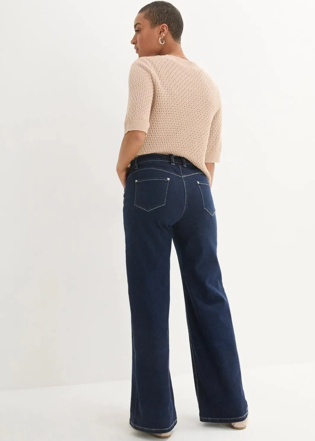 Damen bonprix Bekleidung·Shirts & Tops|Jeans|Wide-Leg-Jeans Mid Waist, Bequembund