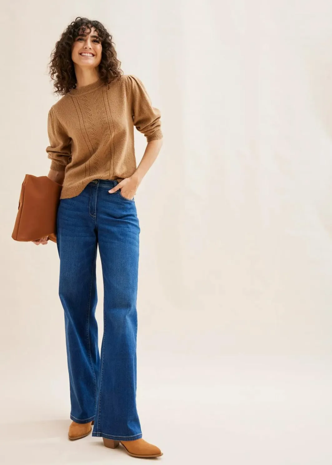 Clearance Wide-Leg-Jeans Mid Waist, Bequembund Damen Jeans|Bekleidung·Shirts & Tops