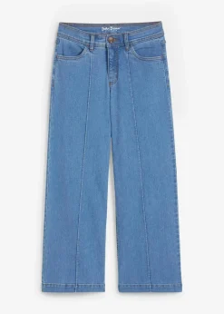 Damen bonprix Bekleidung·Shirts & Tops|Jeans|Wide-Leg-Jeans, Mid Waist, cropped