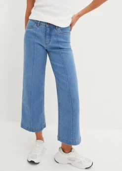 Damen bonprix Bekleidung·Shirts & Tops|Jeans|Wide-Leg-Jeans, Mid Waist, cropped