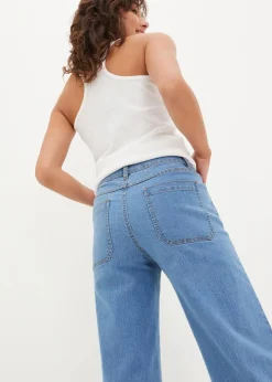 Damen bonprix Bekleidung·Shirts & Tops|Jeans|Wide-Leg-Jeans, Mid Waist, cropped