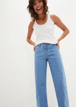 Damen bonprix Bekleidung·Shirts & Tops|Jeans|Wide-Leg-Jeans, Mid Waist, cropped