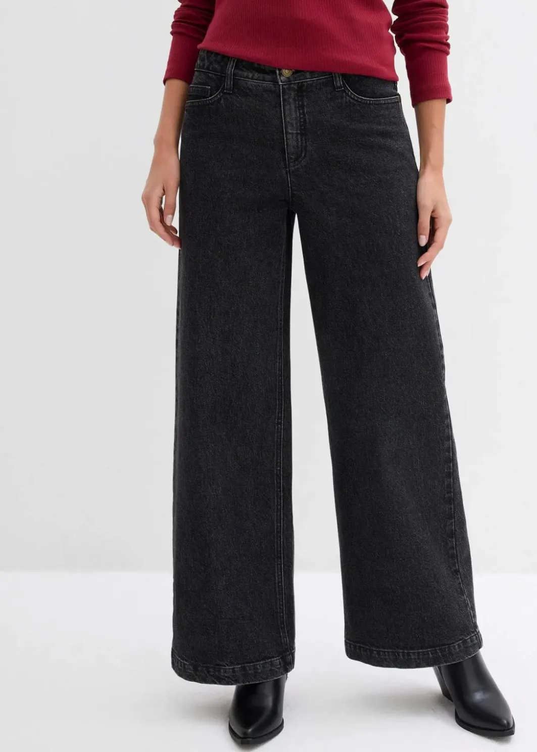 Damen bonprix Jeans|Bekleidung·Shirts & Tops|Wide-Leg-Jeans, Mid Waist, Full Length