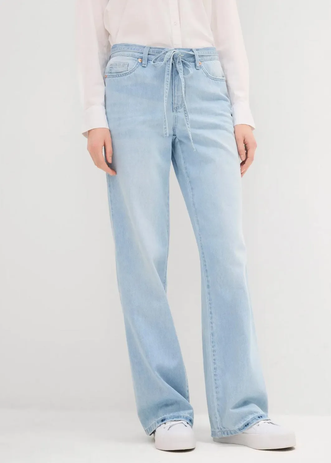 Clearance Wide-Leg-Jeans, Mid Waist, Gürtel Damen Kurzgrößen|Bekleidung·Shirts & Tops
