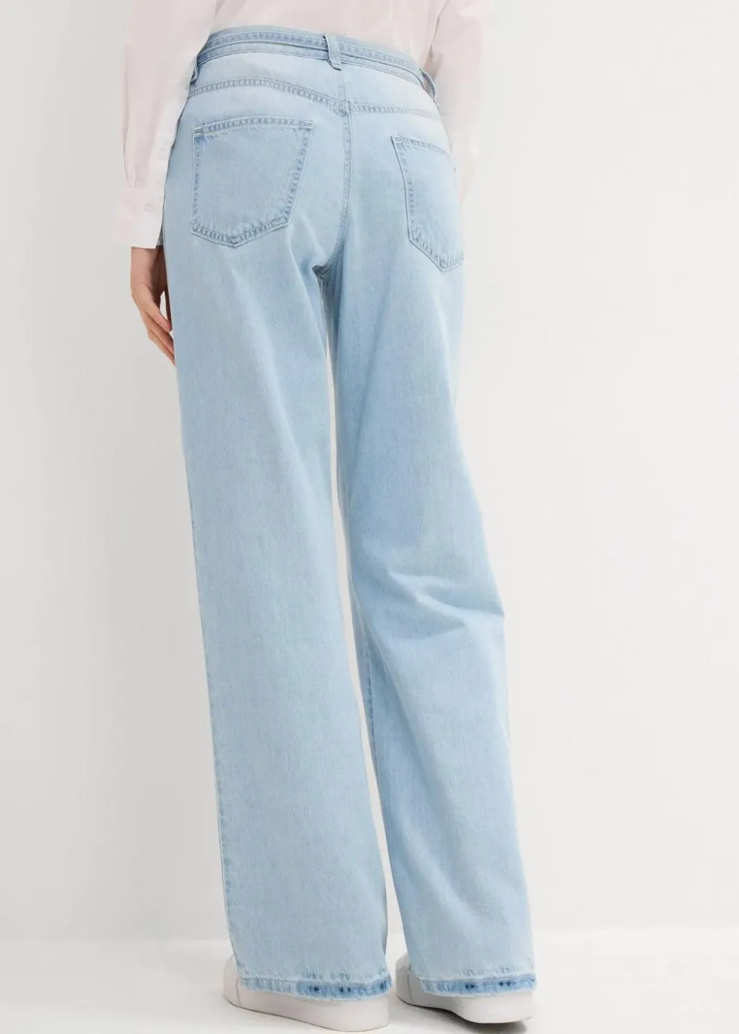 Clearance Wide-Leg-Jeans, Mid Waist, Gürtel Damen Kurzgrößen|Bekleidung·Shirts & Tops