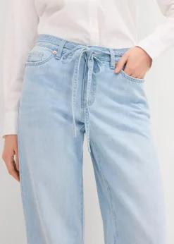 Clearance Wide-Leg-Jeans, Mid Waist, Gürtel Damen Kurzgrößen|Bekleidung·Shirts & Tops