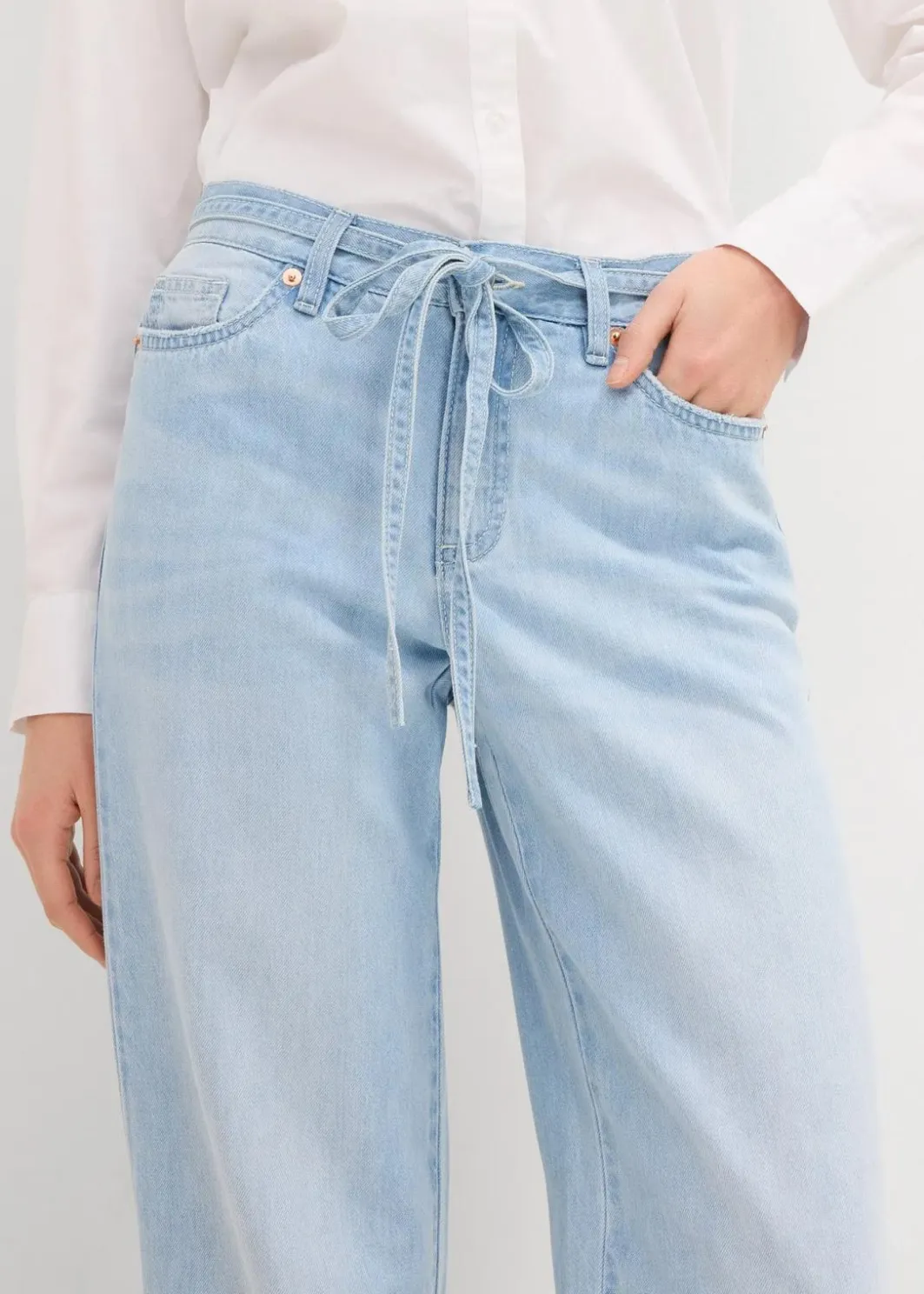 Clearance Wide-Leg-Jeans, Mid Waist, Gürtel Damen Kurzgrößen|Bekleidung·Shirts & Tops
