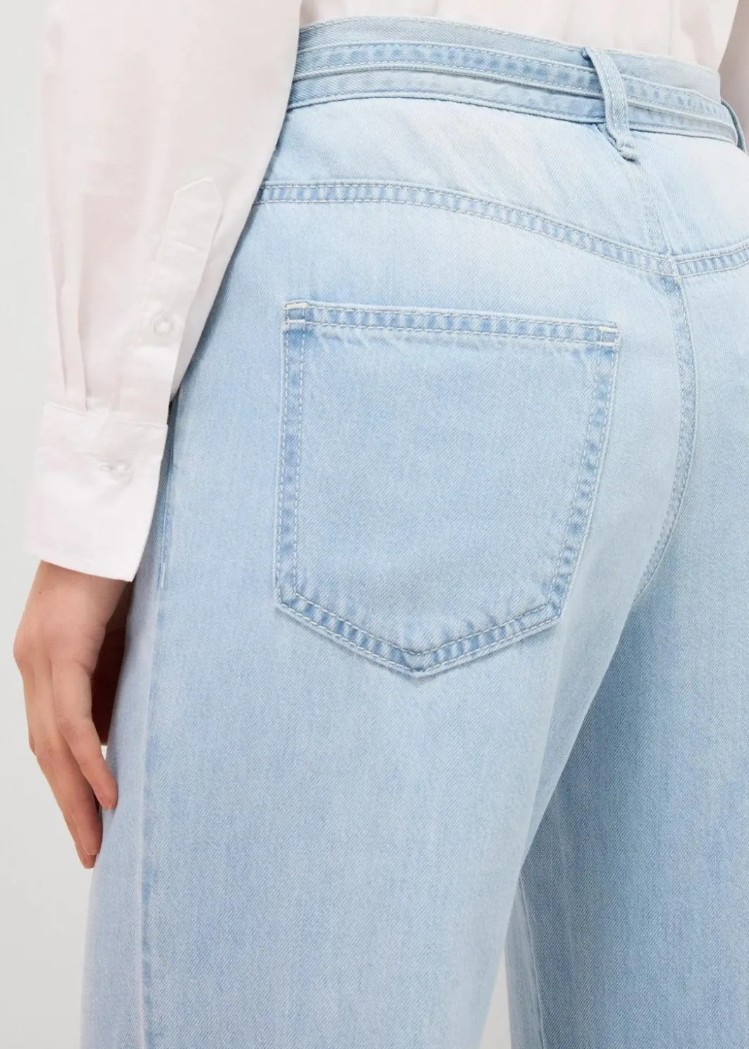 Clearance Wide-Leg-Jeans, Mid Waist, Gürtel Damen Kurzgrößen|Bekleidung·Shirts & Tops