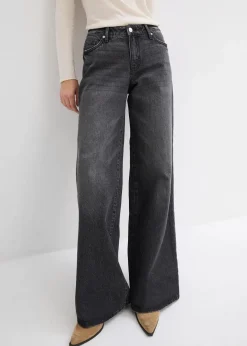 Sale Wide-Leg-Jeans, Mid Waist, Low Stretch Full Length Damen Jeans|Kurzgrößen