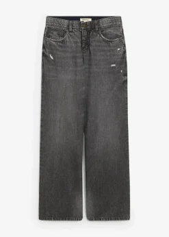 Damen bonprix Jeans|Kurzgrößen|Wide-Leg-Jeans Mid Waist, Low Stretch