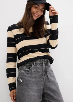 Damen bonprix Jeans|Kurzgrößen|Wide-Leg-Jeans Mid Waist, Low Stretch