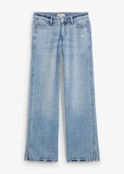 Damen bonprix Jeans|Bekleidung·Shirts & Tops|Wide-Leg-Jeans Mid Waist, Low Stretch