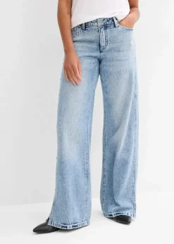 Damen bonprix Jeans|Bekleidung·Shirts & Tops|Wide-Leg-Jeans Mid Waist, Low Stretch