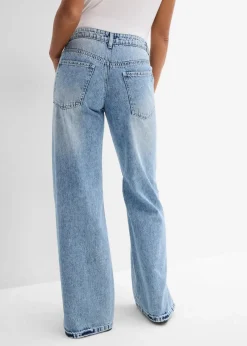Damen bonprix Jeans|Bekleidung·Shirts & Tops|Wide-Leg-Jeans Mid Waist, Low Stretch