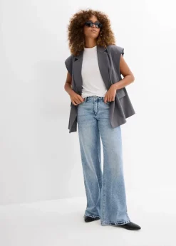 Damen bonprix Jeans|Bekleidung·Shirts & Tops|Wide-Leg-Jeans Mid Waist, Low Stretch