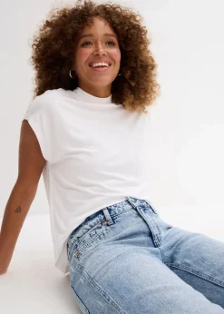 Damen bonprix Jeans|Bekleidung·Shirts & Tops|Wide-Leg-Jeans Mid Waist, Low Stretch