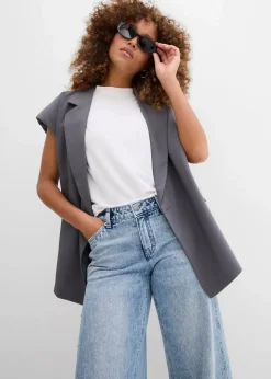 Damen bonprix Jeans|Bekleidung·Shirts & Tops|Wide-Leg-Jeans Mid Waist, Low Stretch