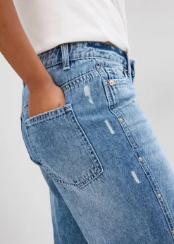Damen bonprix Bekleidung·Shirts & Tops|Jeans|Wide-Leg-Jeans Mid Waist, Low Stretch