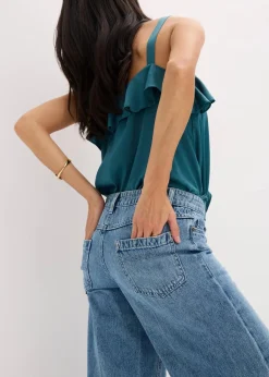 Discount Wide-Leg-Jeans Mid Waist, Low Stretch Full Length Damen Kurzgrößen|Bekleidung·Shirts & Tops