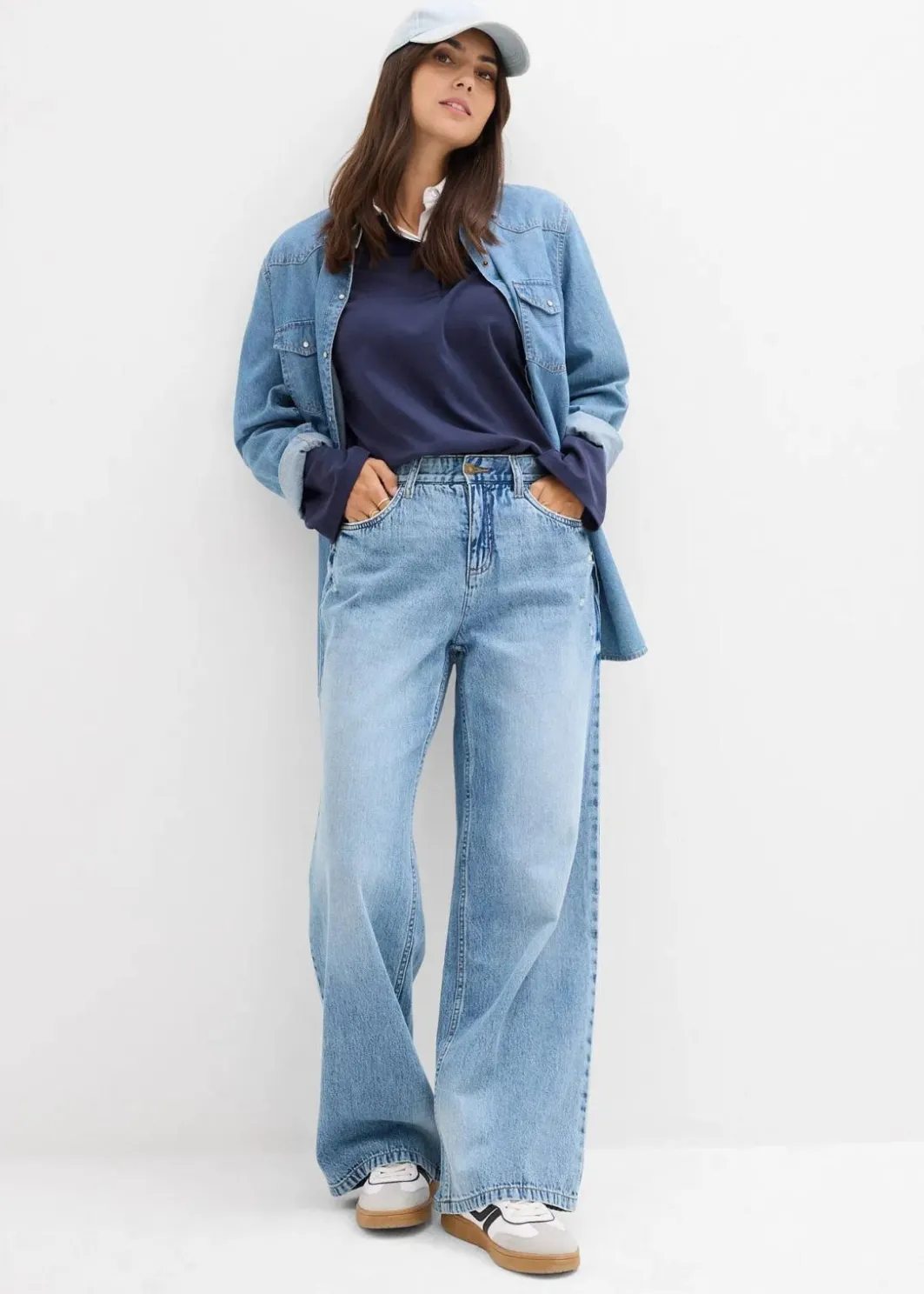 New Wide-Leg-Jeans Mid Waist, Low Stretch Damen Jeans|Kurzgrößen