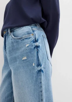New Wide-Leg-Jeans Mid Waist, Low Stretch Damen Jeans|Kurzgrößen