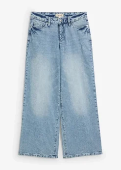 Damen bonprix Kurzgrößen|Bekleidung·Shirts & Tops|Wide-Leg-Jeans, Mid Waist, Low Stretch Full Length