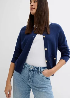 Damen bonprix Kurzgrößen|Bekleidung·Shirts & Tops|Wide-Leg-Jeans, Mid Waist, Low Stretch Full Length