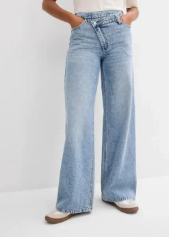 Hot Wide-Leg-Jeans Mid Waist, Low Stretch Damen Jeans|Kurzgrößen