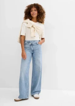Hot Wide-Leg-Jeans Mid Waist, Low Stretch Damen Jeans|Kurzgrößen