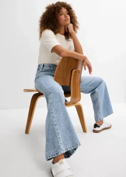 Hot Wide-Leg-Jeans Mid Waist, Low Stretch Damen Jeans|Kurzgrößen
