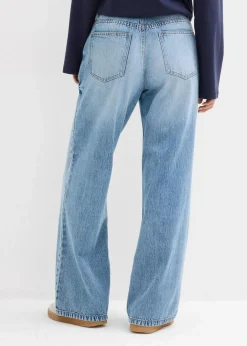 Damen bonprix Kurzgrößen|Bekleidung·Shirts & Tops|Wide-Leg-Jeans Mid Waist, Low Stretch