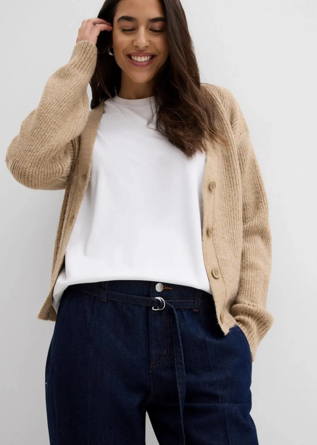 Best Wide-Leg-Jeans Mid Waist mit Gürtel Damen Bekleidung·Shirts & Tops|Jeans