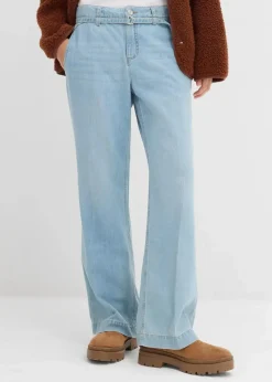Outlet Wide-Leg-Jeans Mid Waist mit Gürtel Damen Jeans|Bekleidung·Shirts & Tops