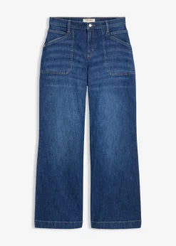 Wide-Leg-Jeans Mid Waist mit aufgesetzten Taschen Damen Bekleidung·Shirts & Tops|Jeans