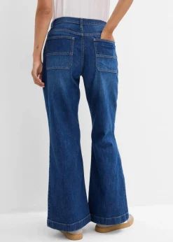 Wide-Leg-Jeans Mid Waist mit aufgesetzten Taschen Damen Bekleidung·Shirts & Tops|Jeans