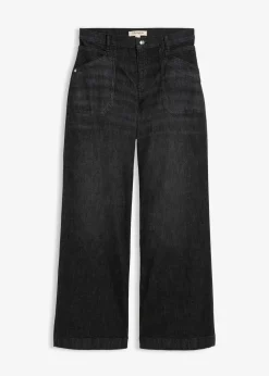 Damen bonprix Jeans|Bekleidung·Shirts & Tops|Wide-Leg-Jeans Mid Waist mit aufgesetzten Taschen