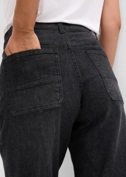 Damen bonprix Jeans|Bekleidung·Shirts & Tops|Wide-Leg-Jeans Mid Waist mit aufgesetzten Taschen