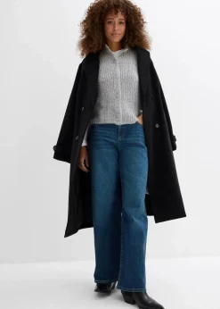 Damen bonprix Kurzgrößen|Bekleidung·Shirts & Tops|Wide-Leg-Jeans Mid Waist mit Glitzersteinen