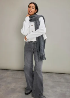 Online Wide-Leg-Jeans, Mid Waist, Stretch Damen Jeans|Kurzgrößen