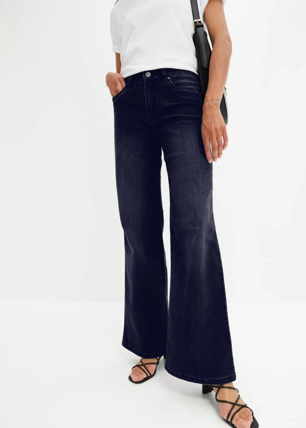 New Wide-Leg-Jeans, Mid Waist, Stretch Damen Jeans|Kurzgrößen