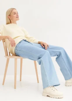 Wide-Leg-Jeans, Mid Waist, Stretch Damen Bekleidung·Shirts & Tops|Jeans